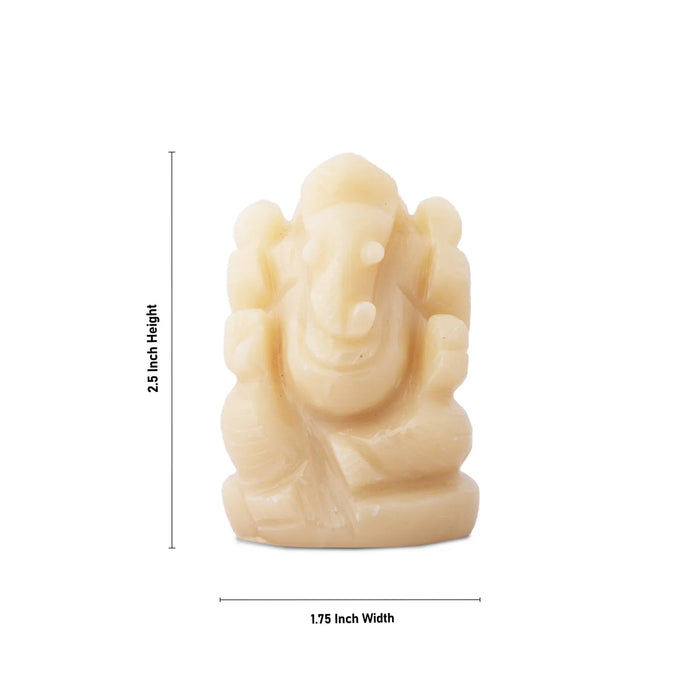 Ganesha Murti Statue - 2.5 x 1.75 Inches | Opal Statue/ Vinayaka Idol for Pooja/ 125 Gms Approx - Sphatik & Semi Precious Stone Murties