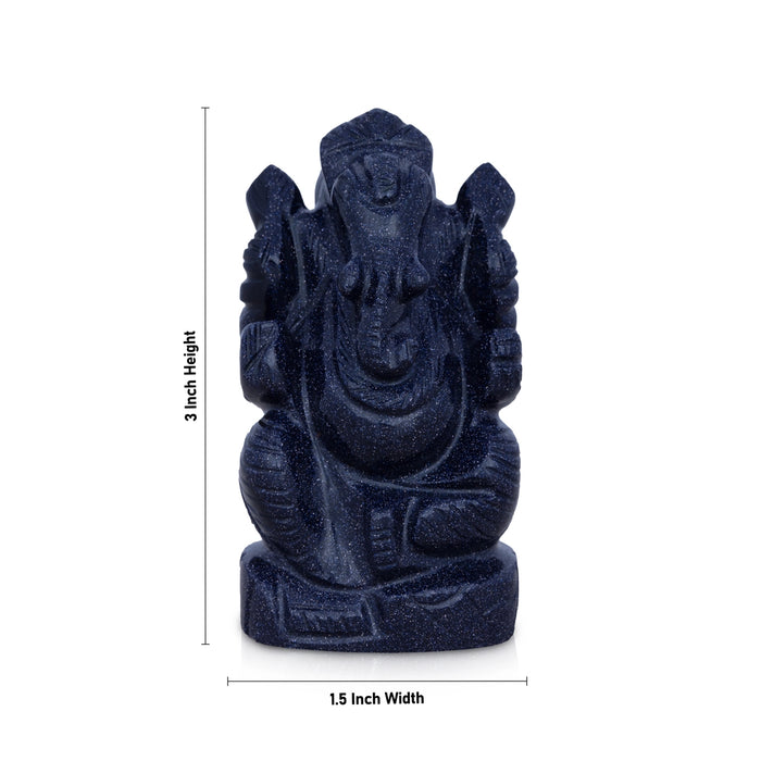 Opel Ganesh Murti - 3 x 1.5 Inches | Opel Vinayaka Statue/ Ganpati Idol for Pooja - Sphatik & Semi Precious Stone Murties
