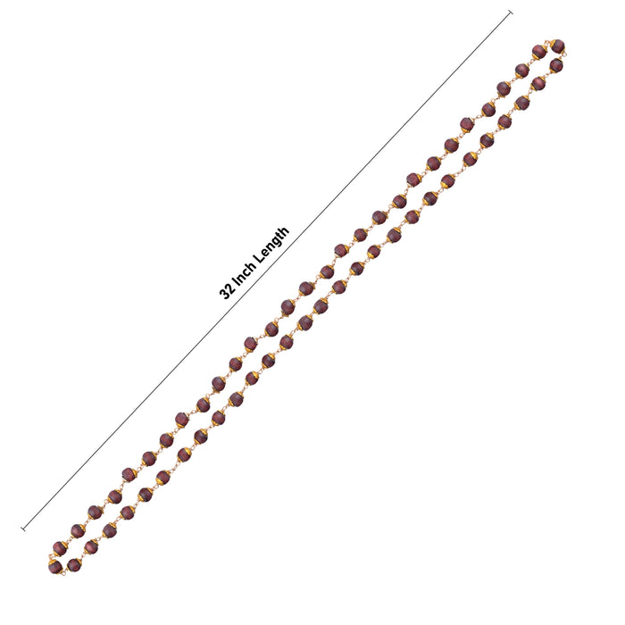 Red Chandan Mala With Gold Polish Cup - 32 Inches | 10 mm/ 108 Beads Red Sandalwood Mala for Meditation - Chandan Mala, Pendant, Bracelet