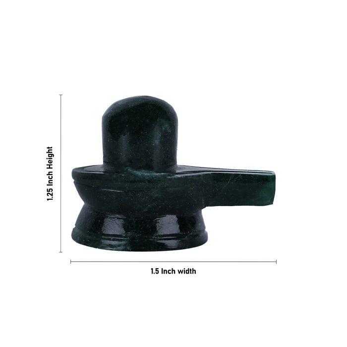 Green Zade Shivling Murti - 1.25 x 1.5 Inches | Shiva Lingam Statue/ Shiv Ling Statue for Pooja - Sphatik & Semi Precious Stone Murties
