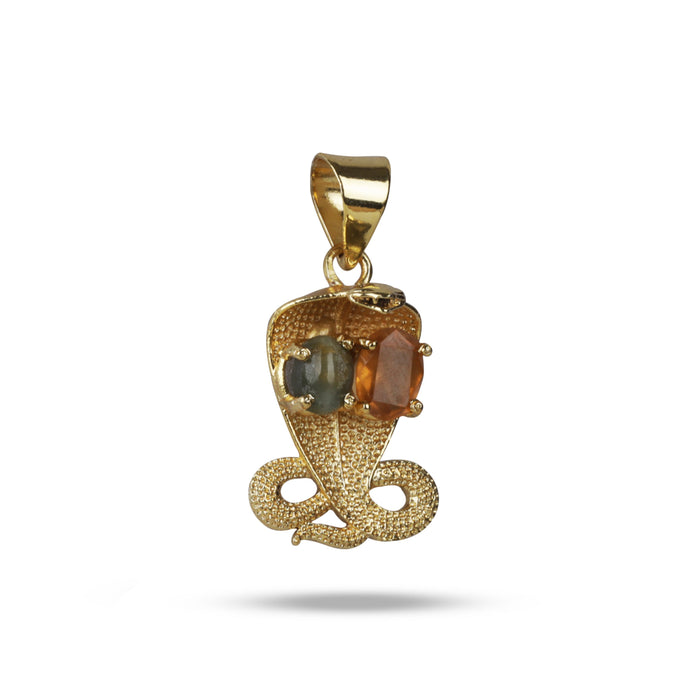 Stone Locket - 1 Inches | Nagam Dollar/ Snake Locket/ Gold Polish Naga Pendant/ Jewellery for Men & Women - Mala & Pendant