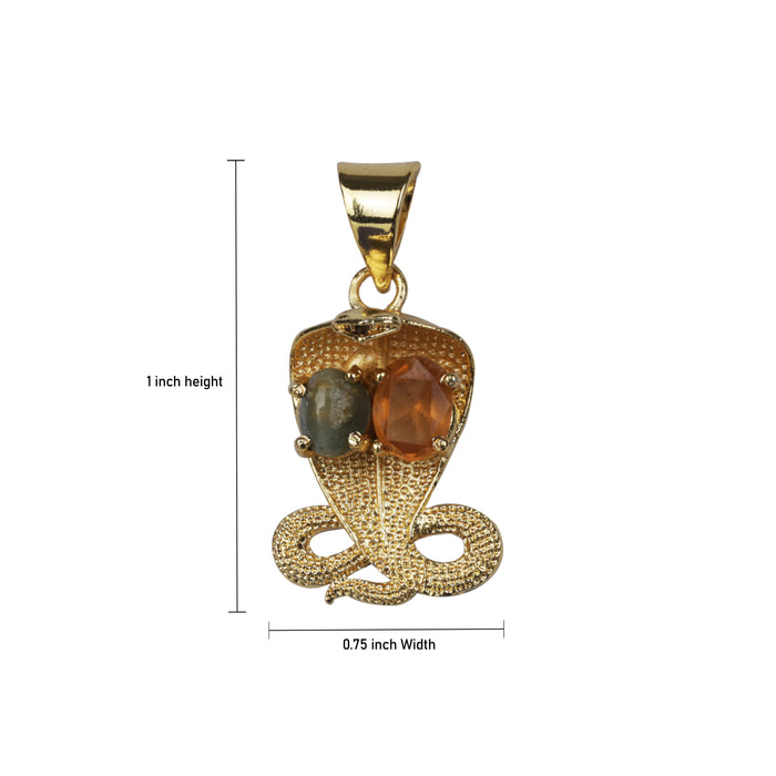 Stone Locket - 1 Inches | Nagam Dollar/ Snake Locket/ Gold Polish Naga Pendant/ Jewellery for Men & Women