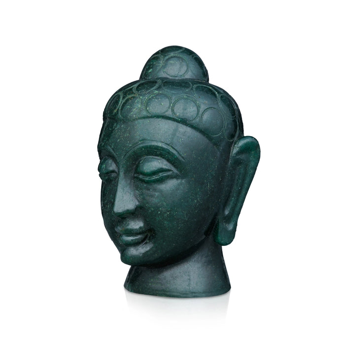 Buddha Head Statue - 5 x 3.5 Inches | Jade Buddha Face Statue/ Head Of Buddha Statue for Home Decor - Table Stand Accessories
