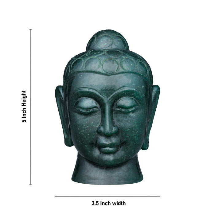 Buddha Head Statue - 5 x 3.5 Inches | Jade Buddha Face Statue/ Head Of Buddha Statue for Home Decor - Table Stand Accessories