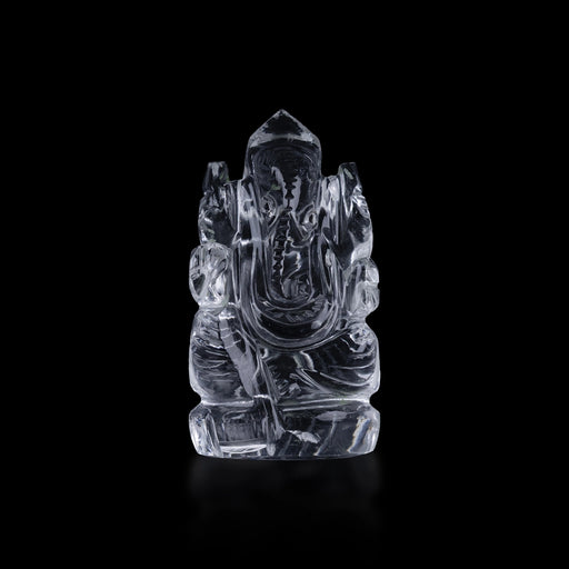 Spatik Ganesha Murti - 2.25 x 1 Inches | Sphatik Ganpati Murti / Sphatika Vinayagar Statue for Pooja - Sphatik & Semi Precious Stone Murties