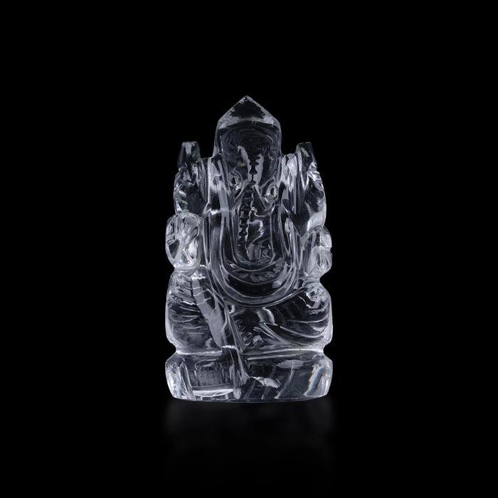Spatik Ganesha Murti - 2.25 x 1 Inches | Sphatik Ganpati Murti / Sphatika Vinayagar Statue for Pooja - Sphatik & Semi Precious Stone Murties