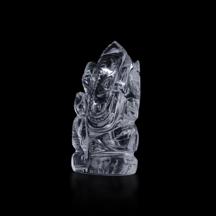 Spatik Ganesha Murti - 2.25 x 1 Inches | Sphatik Ganpati Murti / Sphatika Vinayagar Statue for Pooja - Sphatik & Semi Precious Stone Murties