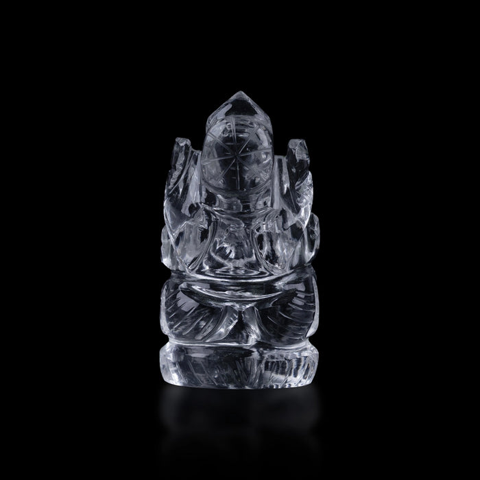 Spatik Ganesha Murti - 2.25 x 1 Inches | Sphatik Ganpati Murti / Sphatika Vinayagar Statue for Pooja - Sphatik & Semi Precious Stone Murties