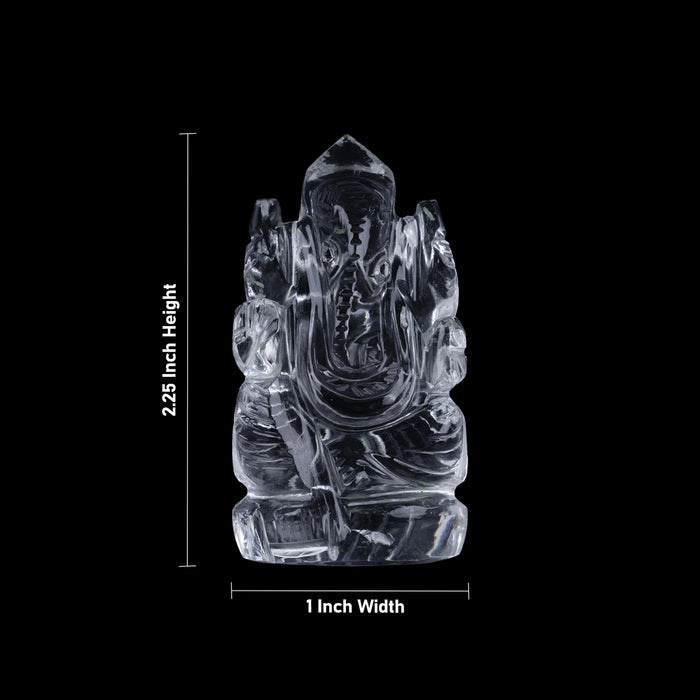 Spatik Ganesha Murti - 2.25 x 1 Inches | Sphatik Ganpati Murti / Sphatika Vinayagar Statue for Pooja - Sphatik & Semi Precious Stone Murties