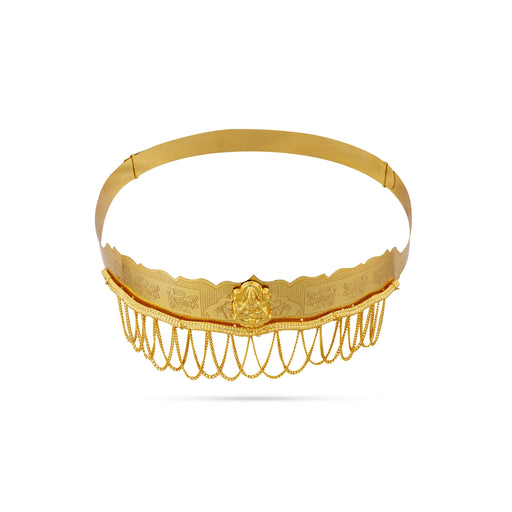 Hip Belt - 1.5 x 9.5 Inches | Gold Polish Jewellery/ Lakshmi With Chain Design Waist Belt for Women - Ethnic Wear Accessories