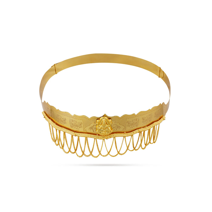 Hip Belt - 1.5 x 9.5 Inches | Gold Polish Jewellery/ Lakshmi With Chain Design Waist Belt for Women - Ethnic Wear Accessories