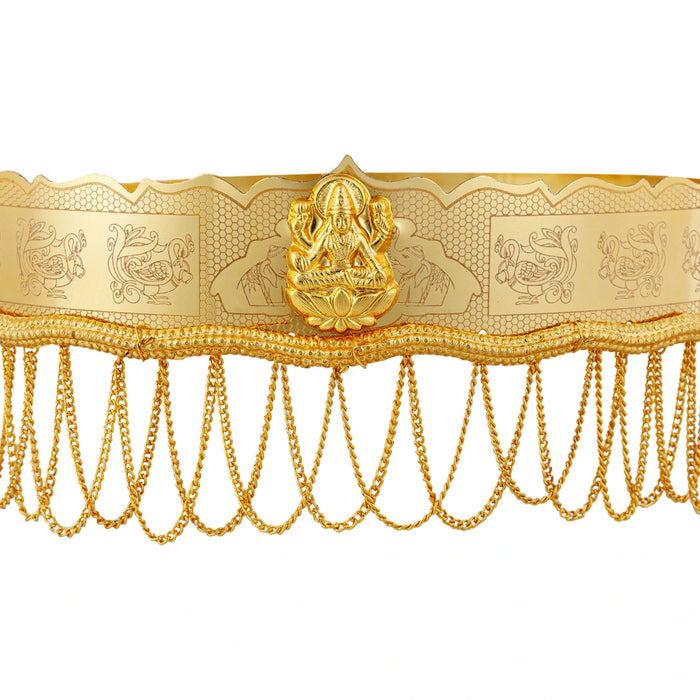 Hip Belt - 1.5 x 9.5 Inches | Gold Polish Jewellery/ Lakshmi With Chain Design Waist Belt for Women - Ethnic Wear Accessories