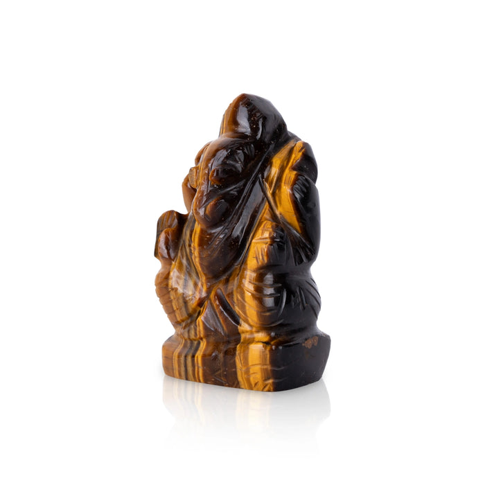Tiger Eye Stone Ganesh Murti - 2 x 1.25 Inches | Tiger Stone Eye Ganpati Murti/ Ganpati Idol for Worship - Sphatik & Semi Precious Stone Murties