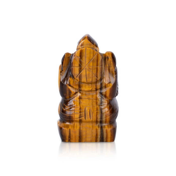 Tiger Eye Stone Ganesh Murti - 2 x 1.25 Inches | Tiger Stone Eye Ganpati Murti/ Ganpati Idol for Worship - Sphatik & Semi Precious Stone Murties