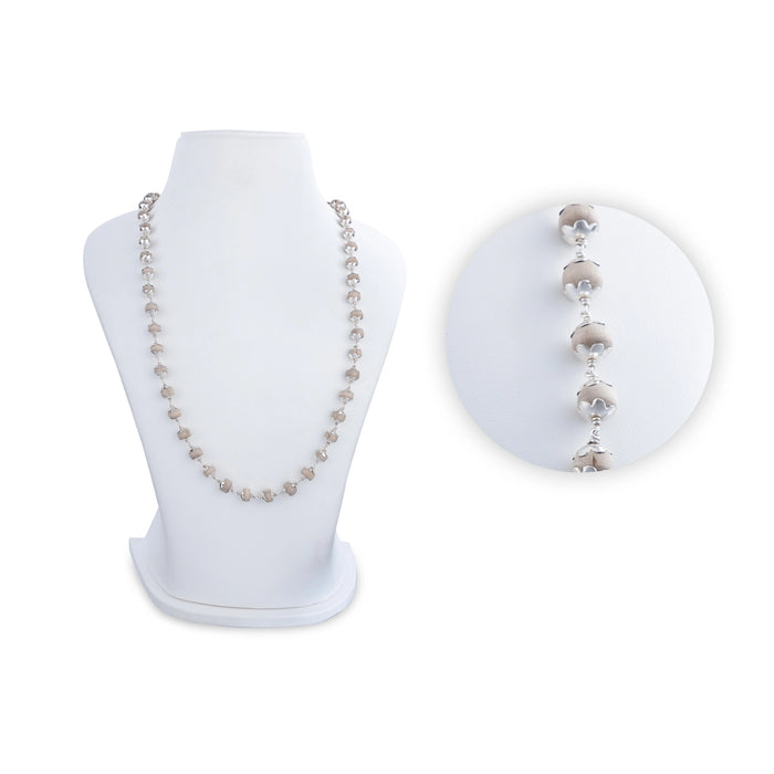 Tulasi Mala - 14.5 Inches | 8 mm/ 54 Beads Tulsi Kanthi Mala/ Silver Cup Thulasi Malai for Meditation - Tulsi Mala, Pendant, Bracelet