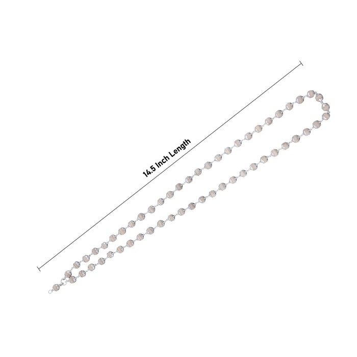 Tulasi Mala - 14.5 Inches | 8 mm/ 54 Beads Tulsi Kanthi Mala/ Silver Cup Thulasi Malai for Meditation - Tulsi Mala, Pendant, Bracelet