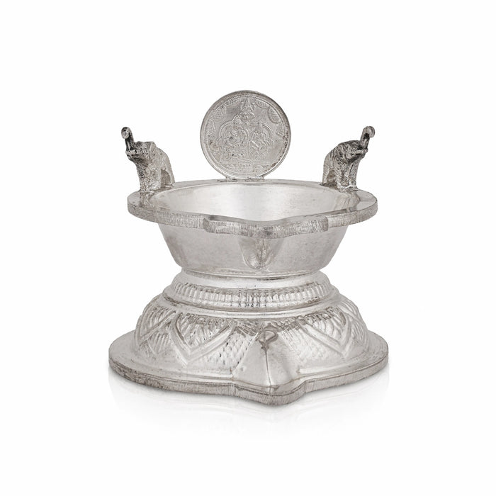 Vilakku - 2.5 x 3 Inches | Silver Lamp / Agal Vilakku / Diya / Deepam / Karthik Lamp for Pooja - Karthik Deep