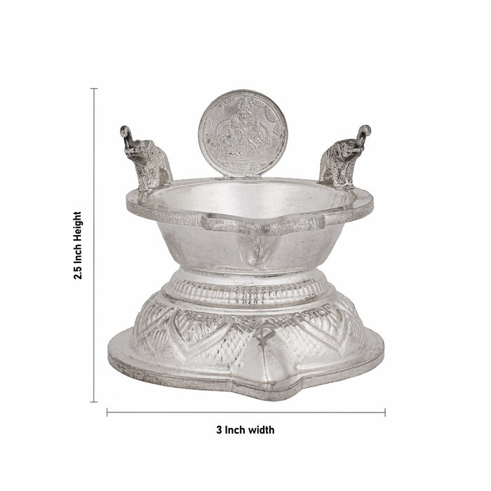 Vilakku - 2.5 x 3 Inches | Silver Lamp / Agal Vilakku / Diya / Deepam / Karthik Lamp for Pooja - Karthik Deep
