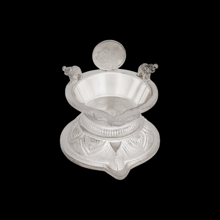 Vilakku - 2.5 x 3 Inches | Silver Lamp / Agal Vilakku / Diya / Deepam / Karthik Lamp for Pooja - Karthik Deep