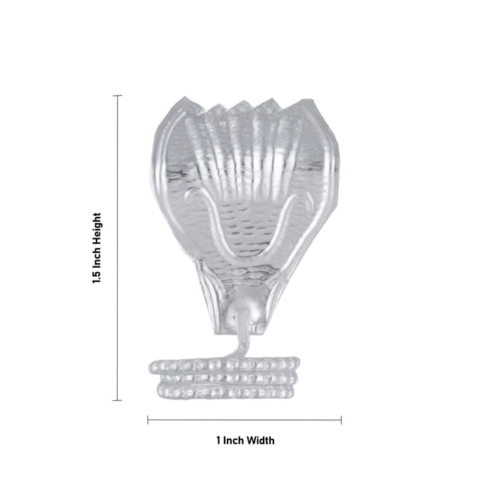 Nagam Statue - 1.5 x 1 Inches | Silver Snake Statue / Naag Devta Murti for Pooja - Deity Accessories