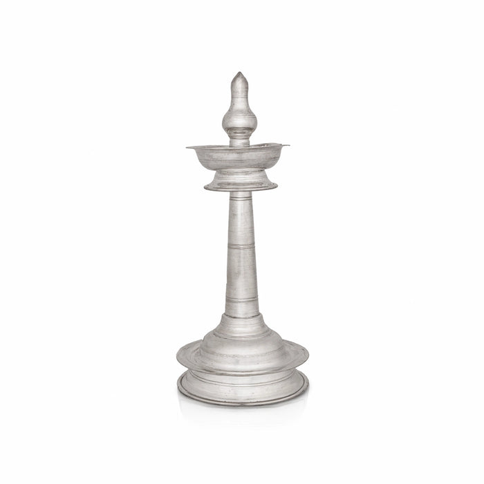 Kerala Kuthu Vilakku Set - 8.5 Inches | Silver Kerala Kuthuvilakku / Nilavilakku / Kerala Lamp for Pooja - Kuthuvilakku