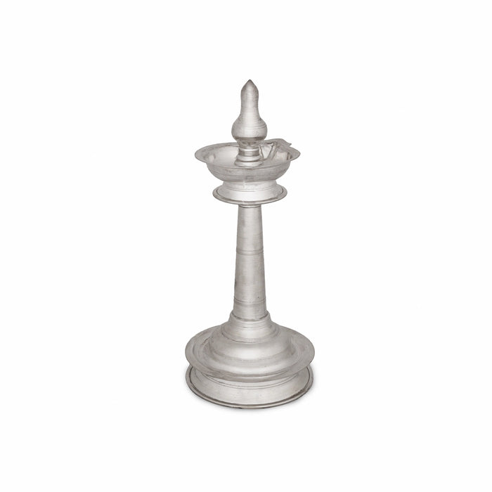 Kerala Kuthu Vilakku Set - 8.5 Inches | Silver Kerala Kuthuvilakku / Nilavilakku / Kerala Lamp for Pooja - Kuthuvilakku