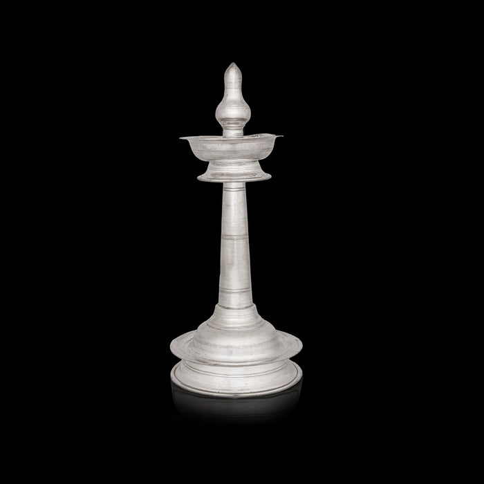 Kerala Kuthu Vilakku Set - 8.5 Inches | Silver Kerala Kuthuvilakku / Nilavilakku / Kerala Lamp for Pooja - Kuthuvilakku