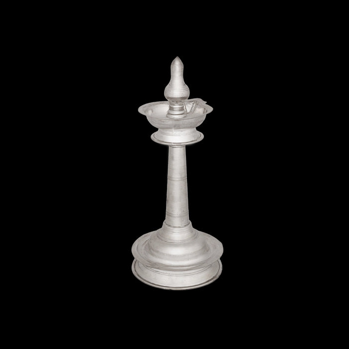 Kerala Kuthu Vilakku Set - 8.5 Inches | Silver Kerala Kuthuvilakku / Nilavilakku / Kerala Lamp for Pooja - Kuthuvilakku