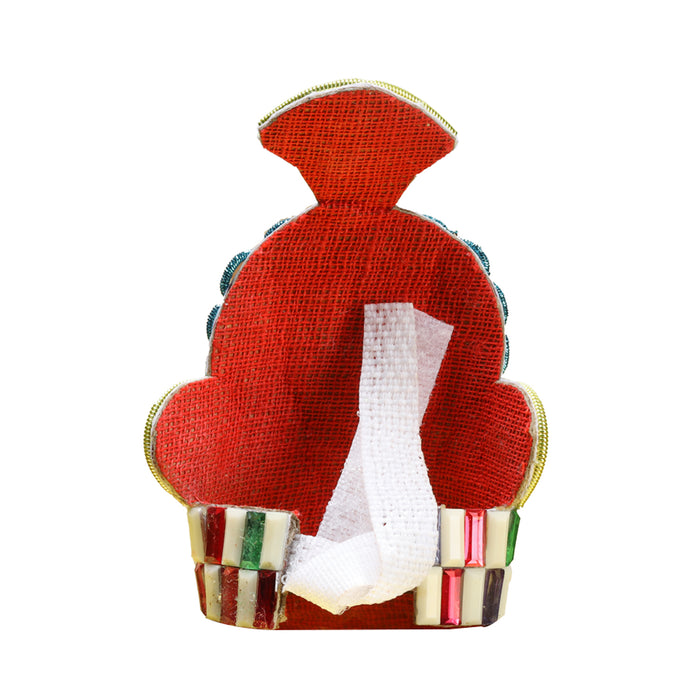 Jari Mukut  - 3 x 2.5 Inches Red |  Kireedam/ Stone Crown/ Multicolour Stone Kiritam for Deity - Head & Face Accessories