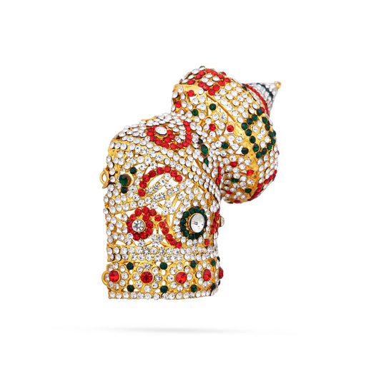 Half Crown - 4 x 4 Inches | Andal Kiridam/ Multicolour Stone Kireedam/ Mukut for Deity - Head & Face Accessories