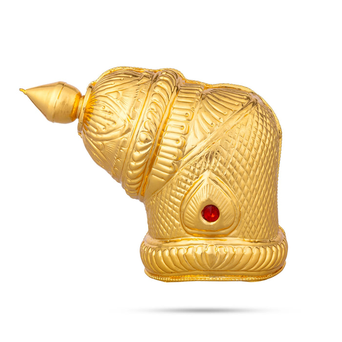 Andal Kireedam - 5 X 7 Inches | Gold Polish Crown/ Single Stone Mukut/ Half Kiridam For Deity Alankaram - Head & Face Accessories