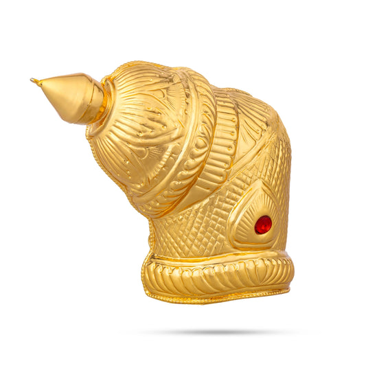 Andal Kireedam - 5 X 7 Inches | Gold Polish Crown/ Single Stone Mukut/ Half Kiridam For Deity Alankaram - Head & Face Accessories