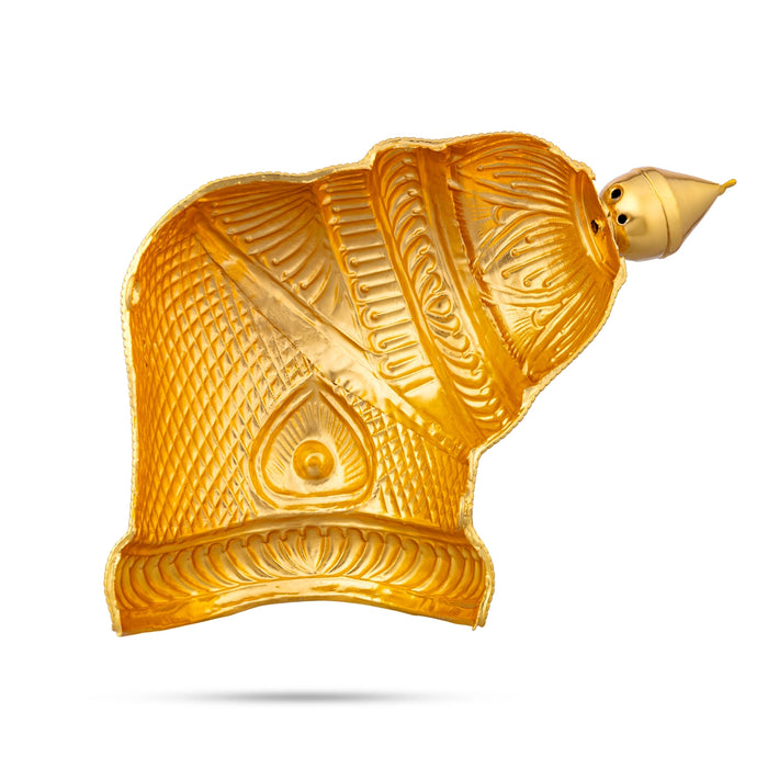 Andal Kireedam - 5 X 7 Inches | Gold Polish Crown/ Single Stone Mukut/ Half Kiridam For Deity Alankaram - Head & Face Accessories