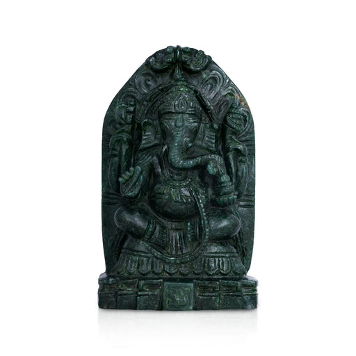 Ganesha Murti- 7.5 x 4.5 Inches | Jade Idol/ Ganapathi Statue / Vinayaka Idol for Pooja - Sphatik & Semi Precious Stone Murties