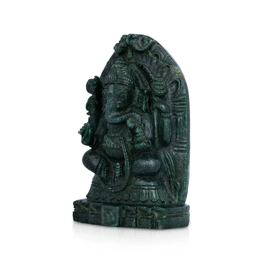 Ganesha Murti- 7.5 x 4.5 Inches | Jade Idol/ Ganapathi Statue / Vinayaka Idol for Pooja - Sphatik & Semi Precious Stone Murties