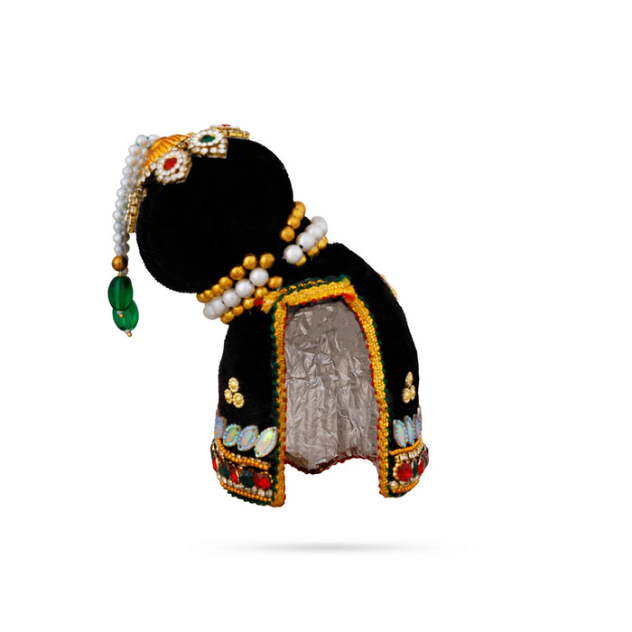 Velvet Andal Crown - 5.5 x 4.5 Inches | Half Stone Kireedam/ Multicolour Stone Kiridam/ Mukut For Deity Decor - Head & Face Accessories