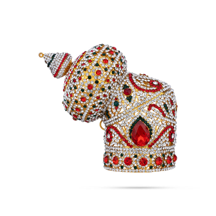 Half Stone Crown - 5 x 5 Inches | Andal Kireedam/ Multicolour Stone Mukut/ Kiridam for Deity - Head & Face Accessories