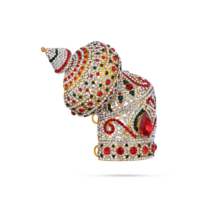 Half Stone Crown - 5 x 5 Inches | Andal Kireedam/ Multicolour Stone Mukut/ Kiridam for Deity - Head & Face Accessories