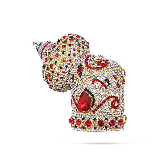 Half Stone Crown - 5 x 5 Inches | Andal Kireedam/ Multicolour Stone Mukut/ Kiridam for Deity - Head & Face Accessories