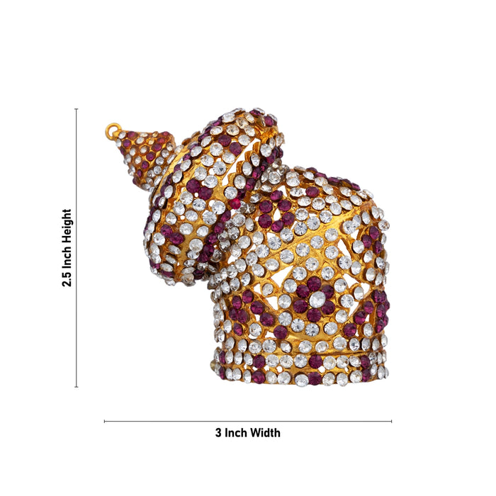 Half Stone Crown - 2.5 x 3 Inches | Andal Kireedam/ Stone Mukut/ Stone Kiridam for Deity - Head & Face Accessories