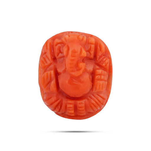 Ganesh Murti - 0.7 x 0.5 inches | Coral Ganpati Murti / Vinayaka Statue for Pooja / Ganesha Idol - Sphatik & Semi Precious Stone Murties