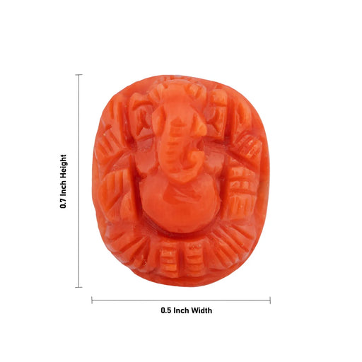 Ganesh Murti - 0.7 x 0.5 inches | Coral Ganpati Murti / Vinayaka Statue for Pooja / Ganesha Idol - Sphatik & Semi Precious Stone Murties