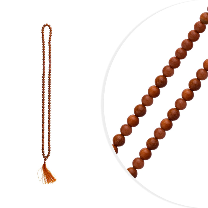 Red Sunstone Mala - 14 Inches | Gemstone Mala/ Beaded Necklace for Daily Wear & Meditation
