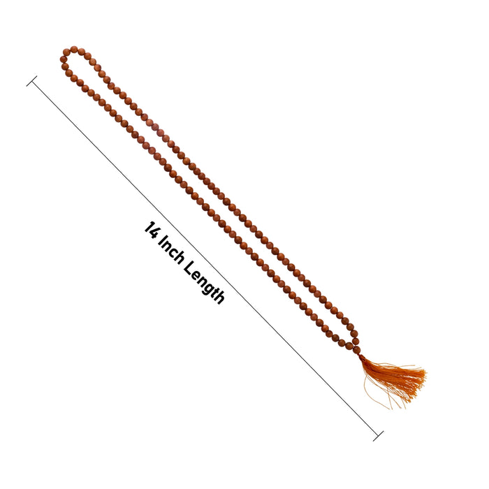 Red Sunstone Mala - 14 Inches | Gemstone Mala/ Beaded Necklace for Daily Wear & Meditation