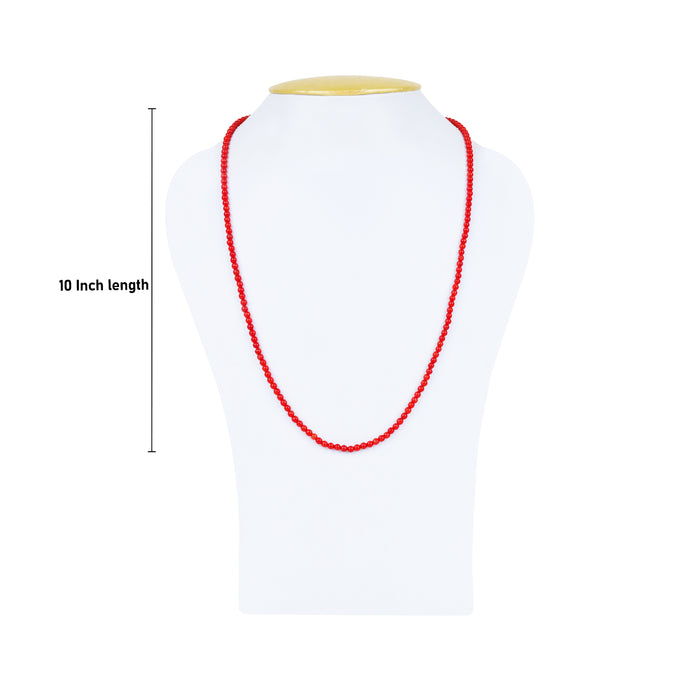Coral Mala - 10 Inches | Moonga Mala/ Munga Mala/ Glass Beads Mala for Men & Women - Mala & Pendant