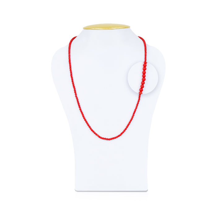 Coral Mala - 10 Inches | Moonga Mala/ Munga Mala/ Glass Beads Mala for Men & Women - Mala & Pendant