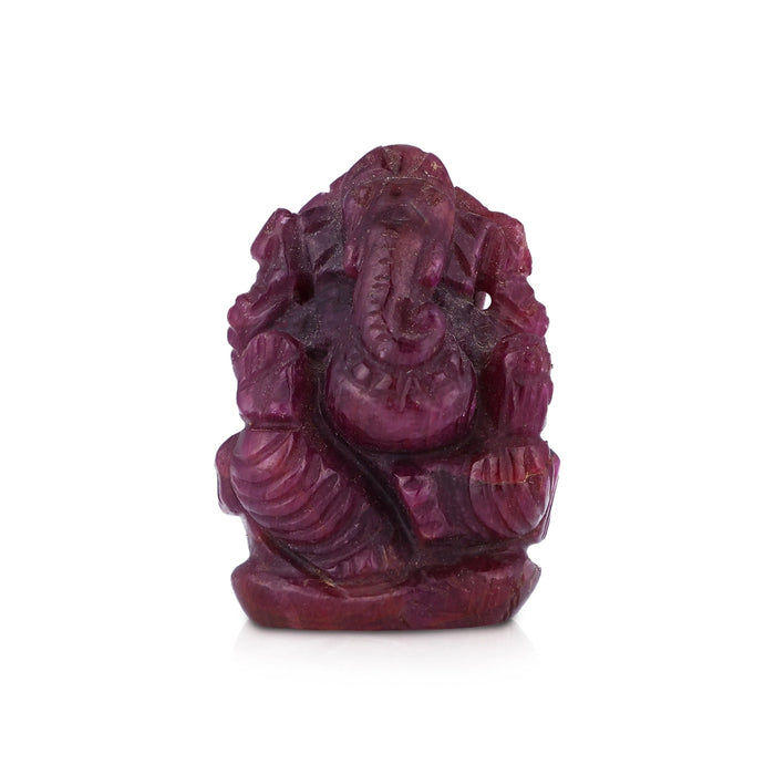 Ganesha Murti - 1.5 x 1 Inches | Ruby Idol / Vinayakar Statue / Ganapathi Sculpture For Home Decor - Sphatik & Semi Precious Stone Murties