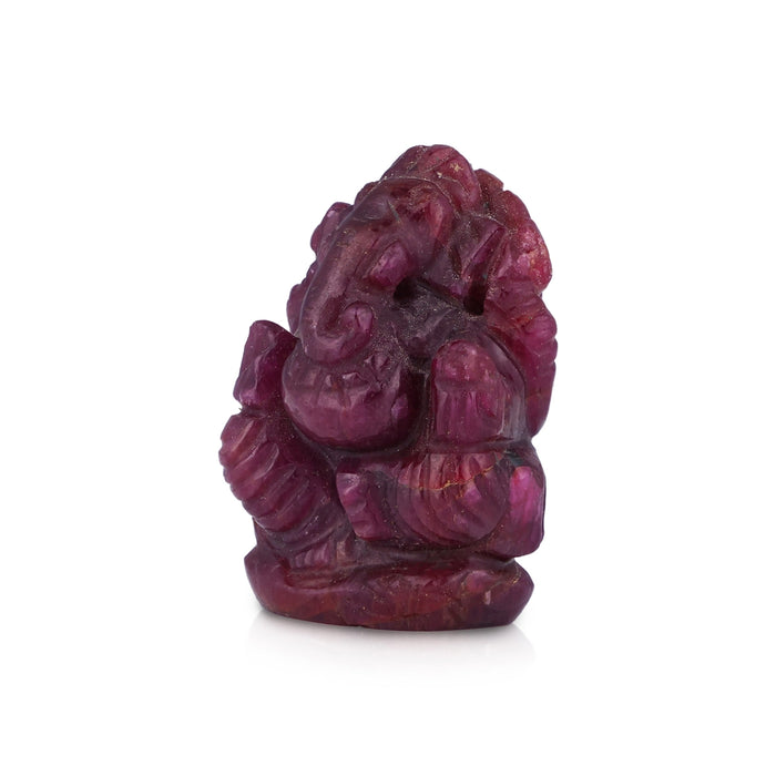Ganesha Murti - 1.5 x 1 Inches | Ruby Idol / Vinayakar Statue / Ganapathi Sculpture For Home Decor - Sphatik & Semi Precious Stone Murties