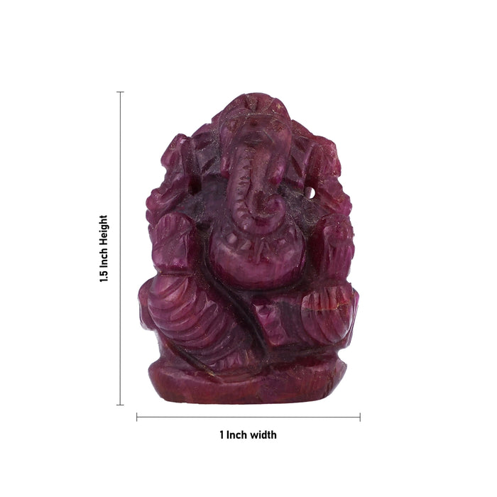Ganesha Murti - 1.5 x 1 Inches | Ruby Idol / Vinayakar Statue / Ganapathi Sculpture For Home Decor - Sphatik & Semi Precious Stone Murties
