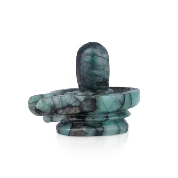 Shivling Murti - 4 x 4.5 Inches | Emerald Idol / Shiv Ling Murti / Shiva Lingam Statue for Pooja - Sphatik & Semi Precious Stone Murties